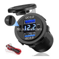 Dual USB QC3.0 Typ C USB med voltmeter